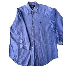 Ralph Lauren Yarmouth Pinpoint Oxford Blue Dress Shirt Mens 17-33 Button Down